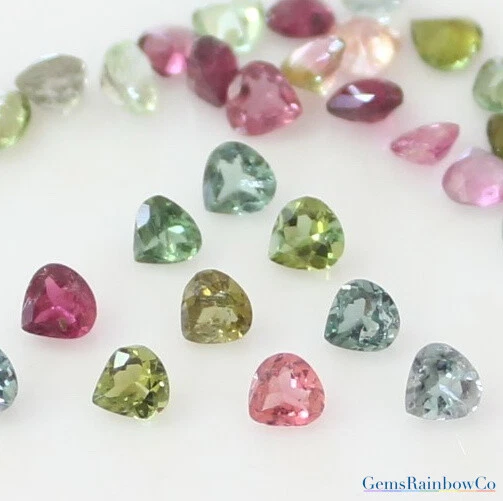 Natural Multi-Color Tourmaline Heart Faceted Loose gemstone 5mm A Quality - Image 1 of 4