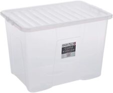 80 Litres CLEAR PLASTIC Large Storage Box With Lids Strong Storage Containers