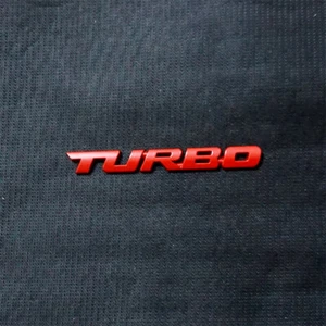 1x TURBO Small Matte Red Metal Emblem Decal Sticker Badge Racing Fender 3D Coupe - Picture 1 of 10