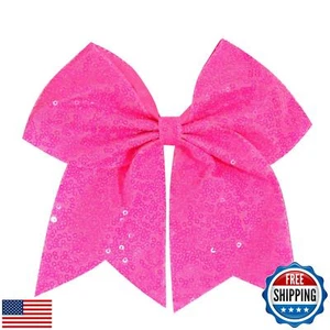 1 Pcs 8" Large Sequin Cheer Bows Clips, Cheerleading Glitter Hair Bow with Al - Picture 1 of 5