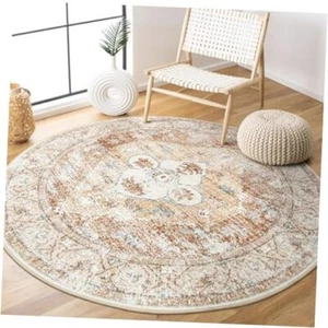  Boho Round Rug - 3Ft Washable Round Area Rug Non-Slip Small 3' Round Taupe - Picture 1 of 7