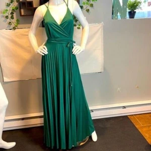 ASOS DESIGN STUNNING Surplice Wrap front Maxi dress in Forest green Size 4 - Picture 1 of 12