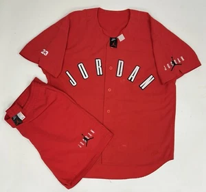 Vintage Nike Air Jordan Spellout Logo Baseball Jersey & Matching Shorts Set XL/L - Picture 1 of 24