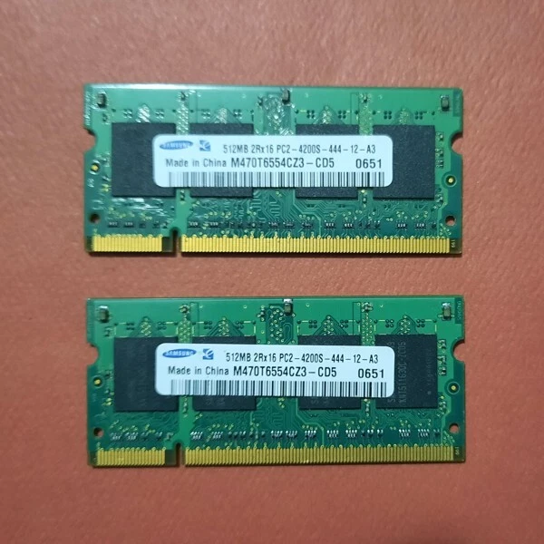 1GB (2x512MB) M470T6554CZ3-CD5 SAMSUNG LAPTOP MEMORY 512MB PC2-4200S (CA63) - Image 1 of 1