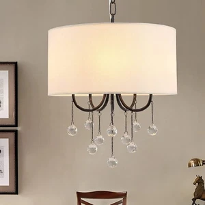 Black Chandelier Light Fixture 5-Light Modern Drum Chandelier Light Adjustable - Bild 1 von 8