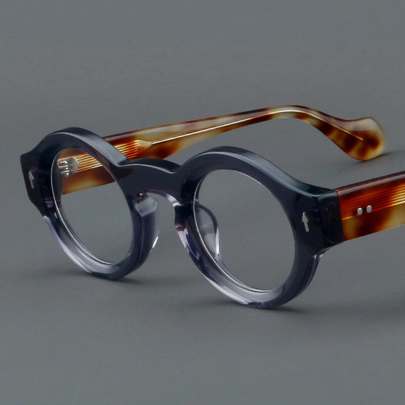 Anteojos retro redondos de acetato para hombres mujeres gafas clásicas monturas gruesas Foto 1 de 4