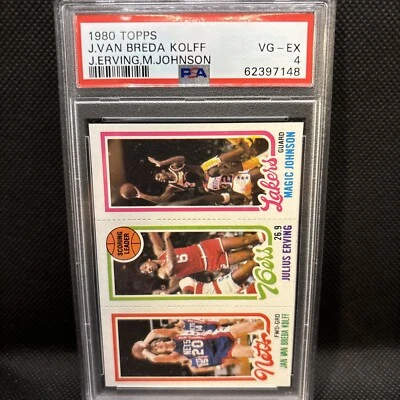 🔥1980 Topps 139 Jan Van Breda Kolff/Julius Erving/Magic Johnson Rookie RC PSA 4 - Image 1 of 2