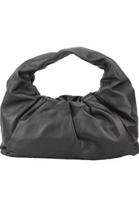 BOTTEGA VENETA BLACK LEATHER SHOULDER POUCH BAG - Picture 1 of 8
