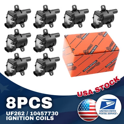 Black Durable 8x Ignition Coil UF262/10457730 For GMC Sierra 2500 5.3L 1999-2000 - Image 1 of 4