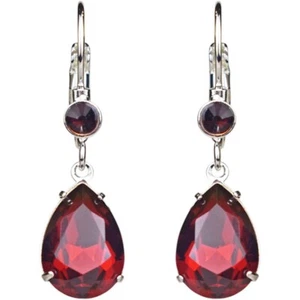 Kirks Folly Goddess Tears Red Crystals Leverback Earrings Silvertone - Picture 1 of 3
