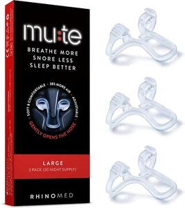 Mute LARGE Nasal Breathing Aid 3-Pack Reusable Nasal Dilator for Snore Reduction - Picture 1 of 12