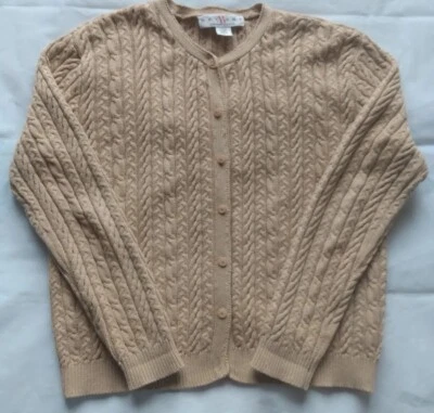 Adrienne Vittadini бежевый кабель трикотажа винтажный кардиган свитер карьера L хлопок читать - Изображение 1 из 4