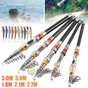 Carbon Fiber Telescopic Fishing Rod Sea 20-50LB Saltwater Portable Spinning Pole - Picture 1 of 41