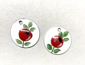 60x De colección. Dije Esmalte Guilloche - Pequeño Dije redondo con forma - Diseño de bayas rojas - Imagen 1 de 3
