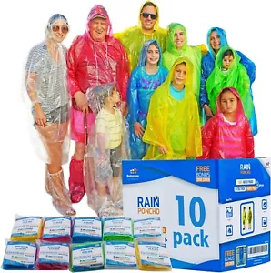 Rain Poncho Familienpackung mit Schuhabdeckungen - extra dick, verschiedene Farben, 10er-Pack - Bild 1 von 8