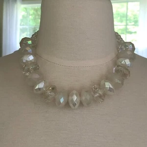 Gargantilla gruesa facetada transparente con cuentas collar bisutería tono plata - Imagen 1 de 7