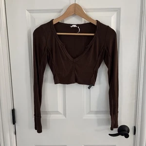Out From Under braunes Langarm bauchfreies Oberteil Größe Small - Bild 1 von 5