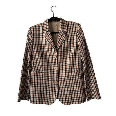 Blazer e saia xadrez marrom tendência outono assinatura DAKS tamanho 12R - Imagem 1 de 4