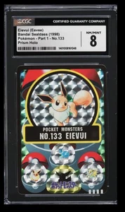 1998 Pokemon Bandai Sealdass Part 1 Eevee CGC 8 Japanese #133 Prism Holo - Picture 1 of 2