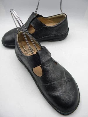 FINN COMFORT Nashville Black Metallic Leather T-Strap Mary Jane Shoes size 40 D  - Image 1 of 4