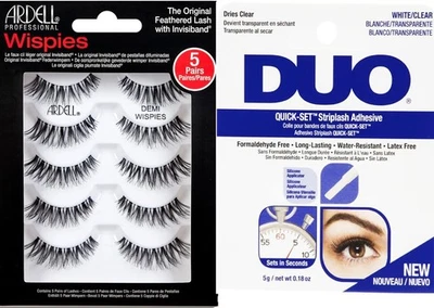 Ardell Demi Wispies False Eyelashes + DUO Clear Lash Glue Strip Adhesive Set - Image 1 of 4