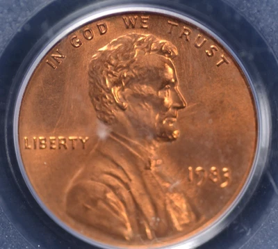 1983 LINCOLN MEMORIAL CENT DOUBLED DIE REVERSE PCGS MS 64 RD FLASHY FULL RED - Image 1 of 4