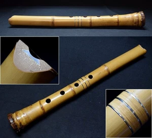 Kinko Ryu Shakuhachi Goldrand Mundstück Silberfaden Rattan 1 Shaku 4 Sun - Bild 1 von 2