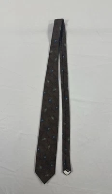 Vintage CHRISTIAN DIOR Monsieur Neck Tie Dark Brown Blue/Green Tear Drop Pattern - Image 1 of 4
