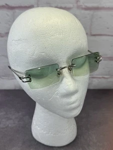 James Oro NEW Authentic 2 Gold-Toned Rimless Frame Green Tint for Men - Picture 1 of 11