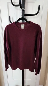 LL Bean Mens 100% Lambs Wool Knit Grandpa Sweater Crew Neck Size XL Red - Picture 1 of 8