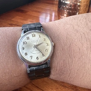 Reloj Manual Hombre Funcionando De Colección Raro 34mm Orvin 17 Joyas Plateado A Prueba de Golpes - Imagen 1 de 11