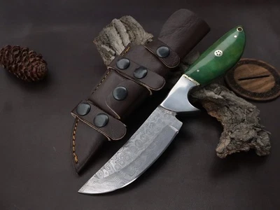 10" HANDMADE DAMASCUS STEEL SKINNER WITH COLOR BONE HANDLE  W/SHEATH SK-24 - Image 1 of 4