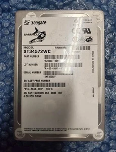 Seagate ST34572WC 9J6003-059 4.3GB 7200RPM Wide Ultra SCSI HDD 064-0039-001 - Picture 1 of 3