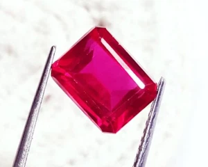 Natural Red Ruby Emerald Shape Loose Gemstone 6.10 Ct Certified With Free Gift - Picture 1 of 6