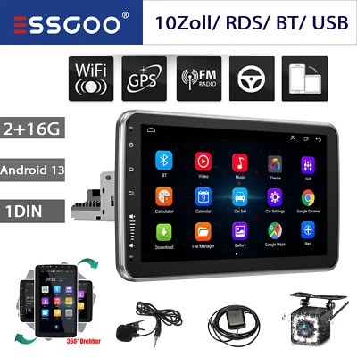 GPS Navi RDS BT EQ 360° drehbarer Bildschirm Android 13 Autoradio mit Kamera RDS - Bild 1 von 4