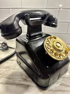 Art Deco schwarzes rotierendes Telefon - goldenes Zifferblatt - selten - ungetestet - Festnetztelefon - Bild 1 von 22