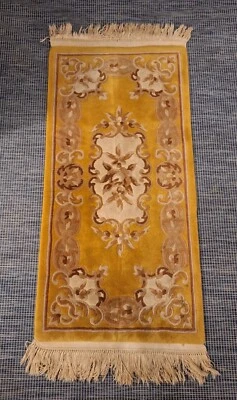 Vintage Chinese Area Rug Hand Made Wool 2.2x4 - Image 1 of 4
