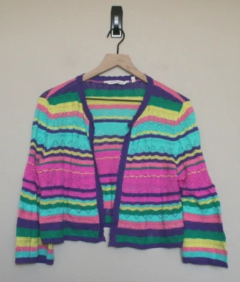 Suéter Cárdigan Suave Surroundings Monteverde Rayas Grande 12 14 Crochet Recortado Foto 1 de 4