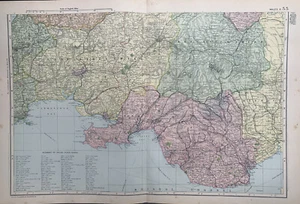 1895 Southeast Wales Original Antique Map by G.W. Bacon - Picture 1 of 3
