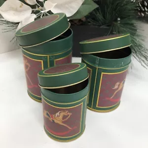 Christmas Rocking Horse Set Of 3 Metal Tin Cans - Picture 1 of 8