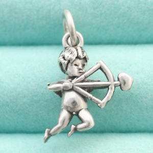 925 Sterling Silver 3D Cupid Charm Pendant Angel Bow Arrow For Necklace Bracelet