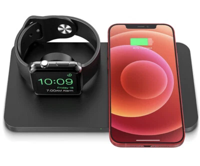 Soporte de almohadilla de carga cargador inalámbrico rápido Seneo 2 en 1 7,5 W para Apple Watch iPhone Foto 1 de 4