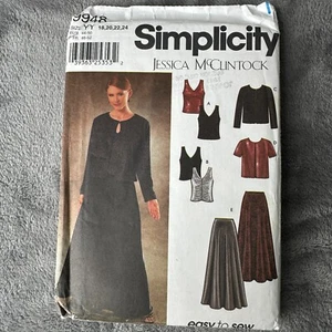 Simplicity Pattern 9948 Sz 18-24 Jessica McClintock Evening Skirt Top Cardigan - Picture 1 of 6