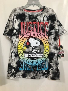 Justice girl snoopy Tie Dye oversized short sleeve L, XL Plus T-shirt New - Picture 1 of 3