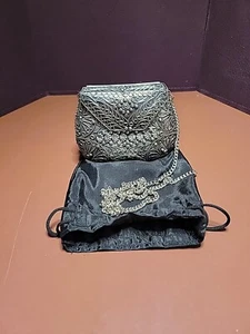 Vintages Silver Tone Metal Filigree Purse/Evening Bag With Chain Strap - Picture 1 of 5
