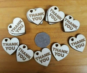 20 x Little Thank You Token, Taschenherz Holz graviert Liebe Dankeschön Geschenk  - Bild 1 von 4