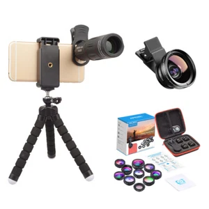 APEXEL Telephoto with Flexible Tripod Zoom Lens Fish Eye Wide Angle Phone Lens - Photo 1 sur 16
