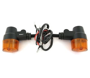 Matte Black Aluminum Turn Signals - Amber Lens - Dual Filament Honda Bobber Cafe - Picture 1 of 1