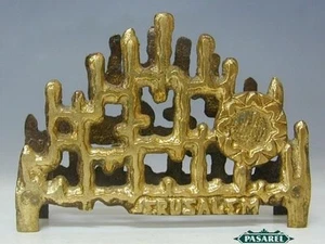 Vintage Brass Peace Shalom Napkin Holder Jerusalem 1950 - Picture 1 of 3