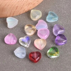 20pcs 8mm Small Heart Crystal Lampwork Glass Loose Beads for Jewelry Making Lot - Picture 1 of 23
